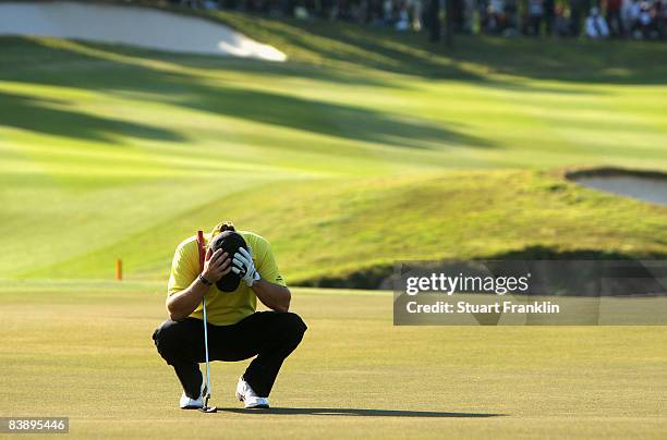 Alex Cejka of Germant looks dejected on the 15th hole during the final round of the Omega Mission Hills world cup on November 30, 2008 in Shenzhen,...