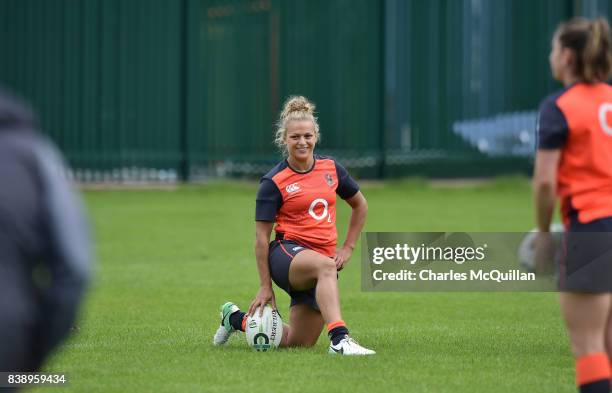 Kay Wilson of England during the squad training session at Queen's Sports Centre on August 25, 2017 in Belfast, Northern Ireland. New Zealand face...