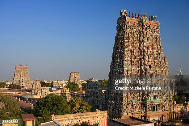 the elaborate sri meenakshi indian temple - sri meenakshi hindu temple stock pictures, royalty-free photos & images