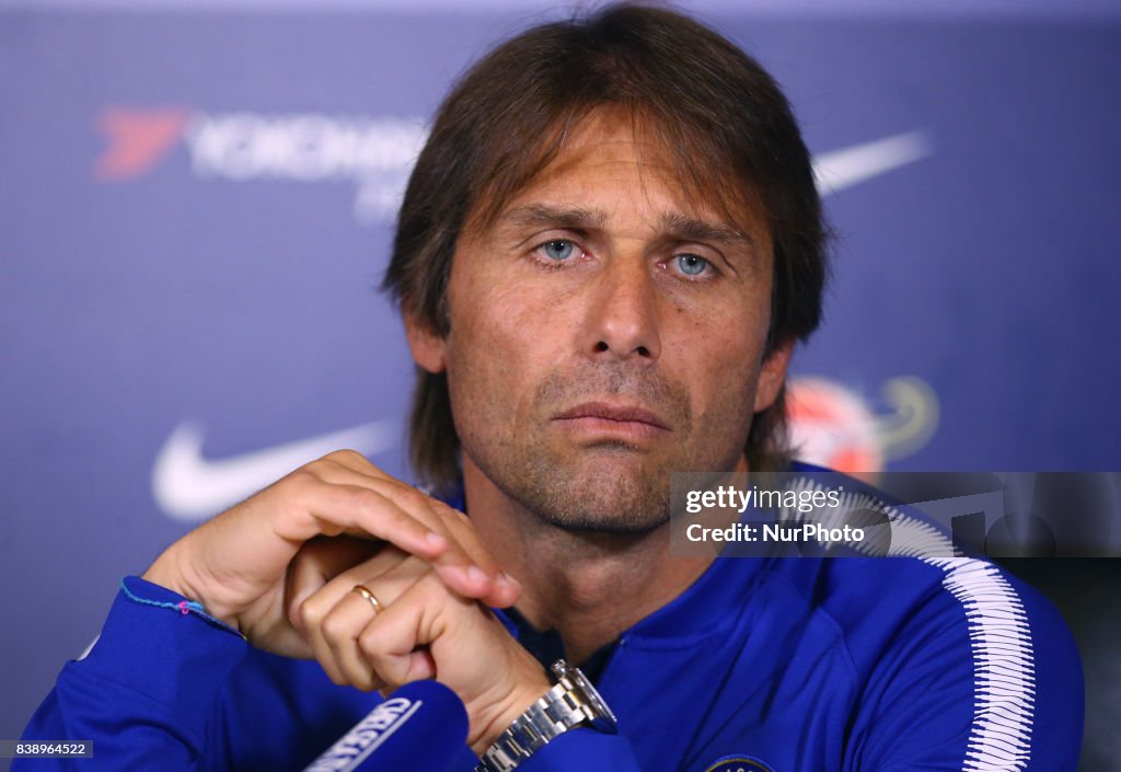 Antonio Conte, manager of Chelsea during a press conference