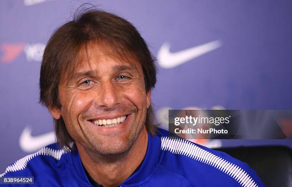 Antonio Conte, manager of Chelsea during a press conference Antonio Conte, manager of Chelsea during a press conference
