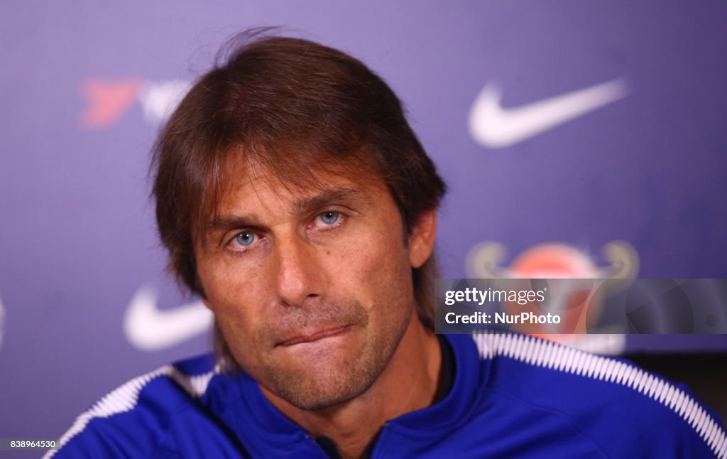 Antonio Conte, manager of Chelsea during a press conference