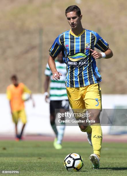 Real SC defender Dmytro Lytvyn from Ukraine in action during the Segunda Liga match between Real SC and Sporting CP B at Complexo Desportivo do Real...