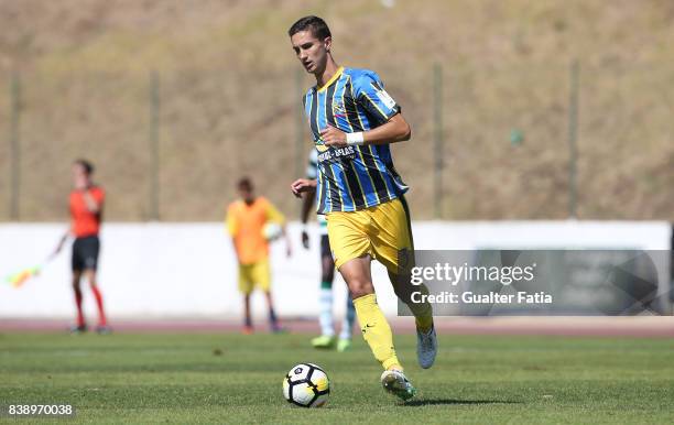 Real SC defender Dmytro Lytvyn from Ukraine in action during the Segunda Liga match between Real SC and Sporting CP B at Complexo Desportivo do Real...