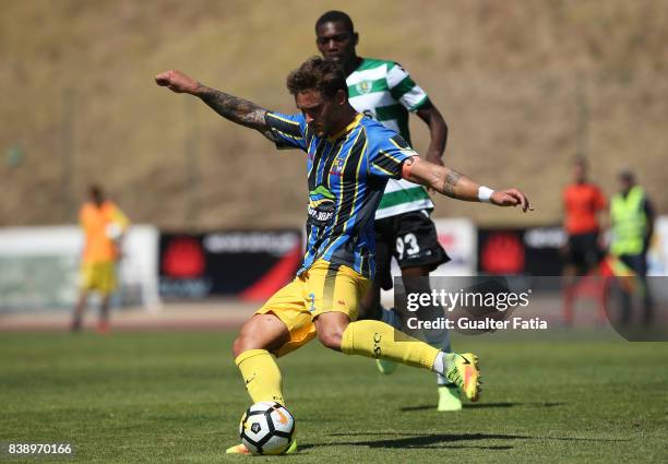 Real SC defender Vasco Coelho from Portugal in action during the Segunda Liga match between Real SC and Sporting CP B at Complexo Desportivo do Real...