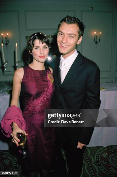 Jude Law and his wife Sadie Frost at the Evening Standard Film Awards at the Savoy Hotel in London, 1st February 1998.