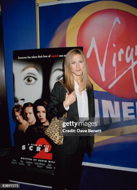 Jennifer Aniston attends the premiere of 'Scream 2' at the Virgin cinema in Fulham, 3rd April 1998.