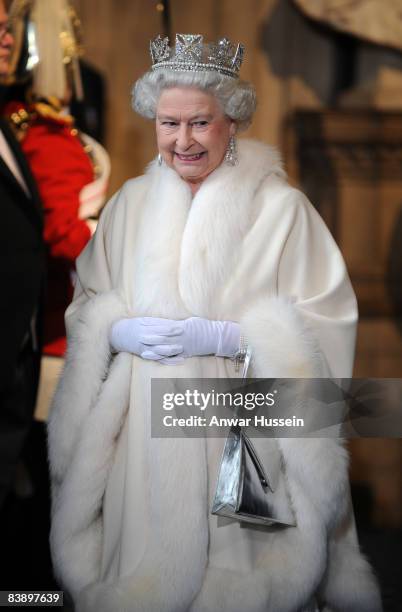 Queen Elizabeth ll attends the State Opening of Parliament on December 3, 2008 in London, England.