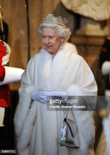 Queen Elizabeth ll attends the State Opening of Parliament on December 3, 2008 in London, England.