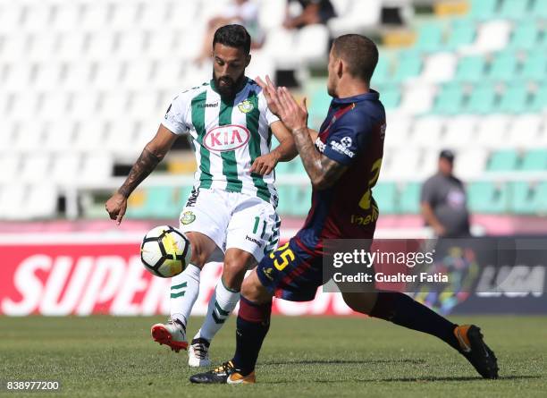 Vitoria Setubal midfielder Joao Costinha from Portugal with GD Chaves midfielder Pedro Tiba from Portugal in action during the Primeira Liga match...