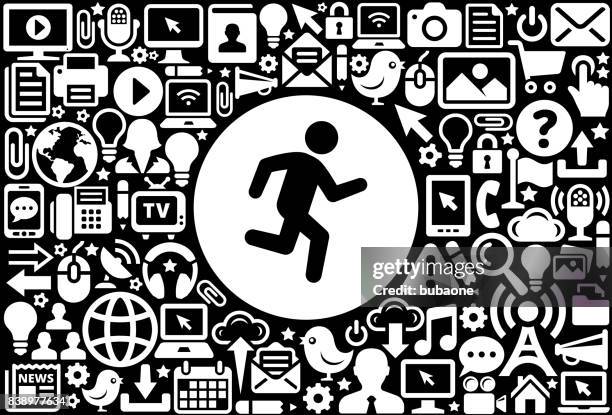 jogging icon black and white internet technology background - run software icon stock illustrations
