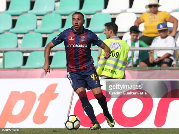 Chaves forward Davidson from Brazil in action during the Primeira Liga match between Vitoria Setubal and Moreirense FC at Estadio do Bonfim on August...