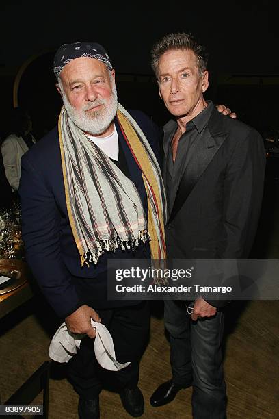 Photographer Bruce Weber and designer Calvin Klein attend a private dinner in honor of Anri Sala at the Cartier Dome - Miami Beach Botanical Garden...