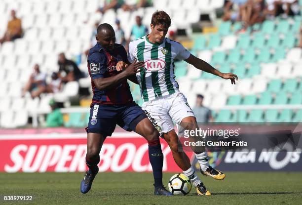 Chaves midfielder Jefferson Santos from Brazil with Vitoria Setubal forward Goncalo Paciencia from Portugal in action during the Primeira Liga match...