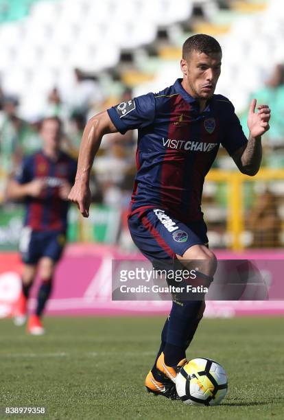 Chaves midfielder Pedro Tiba from Portugal in action during the Primeira Liga match between Vitoria Setubal and Moreirense FC at Estadio do Bonfim on...