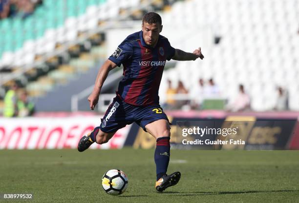 Chaves midfielder Pedro Tiba from Portugal in action during the Primeira Liga match between Vitoria Setubal and Moreirense FC at Estadio do Bonfim on...