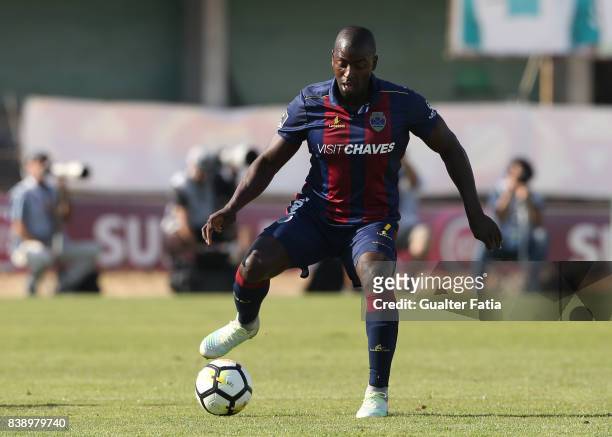 Chaves forward Wilmar Jordan from Colombia in action during the Primeira Liga match between Vitoria Setubal and Moreirense FC at Estadio do Bonfim on...