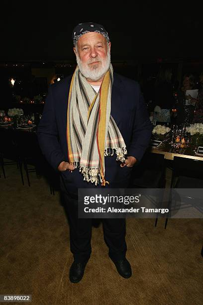 Photographer Bruce Weber attends a private dinner in honor of Anri Sala at the Cartier Dome - Miami Beach Botanical Garden on December 2, 2008 in...