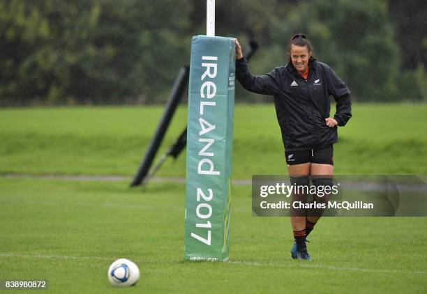 Charmaine Smith of New Zealand during the Black Fern's training session, on the eve of the Women's Rugby 2017 World Cup Final against England, at...