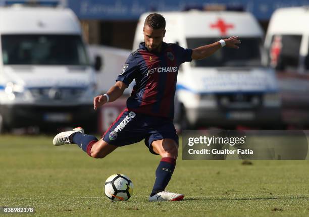 Chaves defender Paulinho from Portugal in action during the Primeira Liga match between Vitoria Setubal and Moreirense FC at Estadio do Bonfim on...