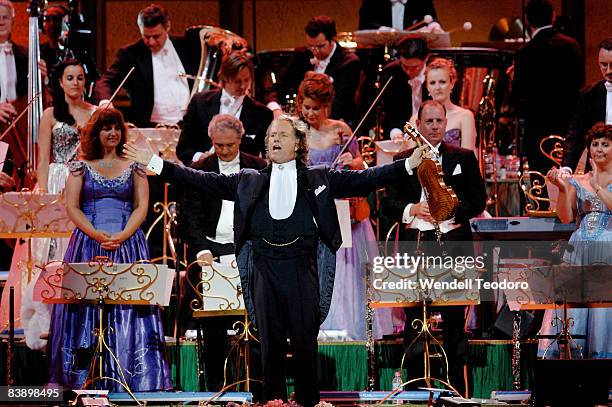 Andre Rieu and his orchestra perform on stage at ANZ Stadium on November 27, 2008 in Sydney, Australia.