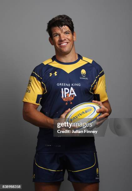 Donncha O'Callaghan of Worcester poses for a portrait during the Worcester Warriors Photocall for the 2017-2018 Aviva Premiership Rugby season at...