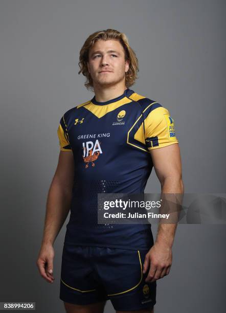 David Denton of Worcester poses for a portrait during the Worcester Warriors Photocall for the 2017-2018 Aviva Premiership Rugby season at Sixways...