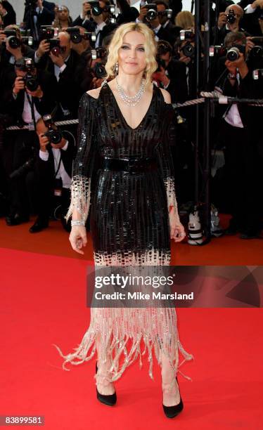 Madonna attends the " I Am Because We Are" Premiere at the Palais des Festivals during the 61st Cannes International Film Festival on May 21, 2008 in...