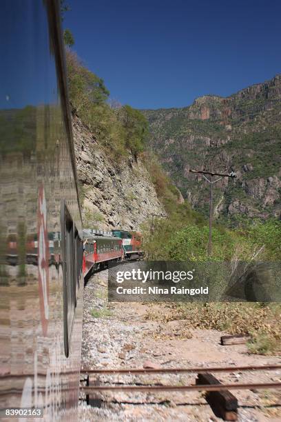Train travels along the famous Copper Canyon Railway on November 25, 2008 near Chihuahua, Mexico.
