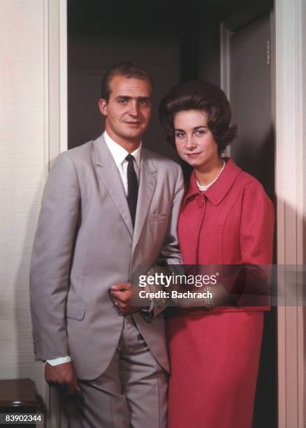 Portrait of Don Juan Carlos and his wife Sophia , the reigning king and queen of Spain, 1962. New York.