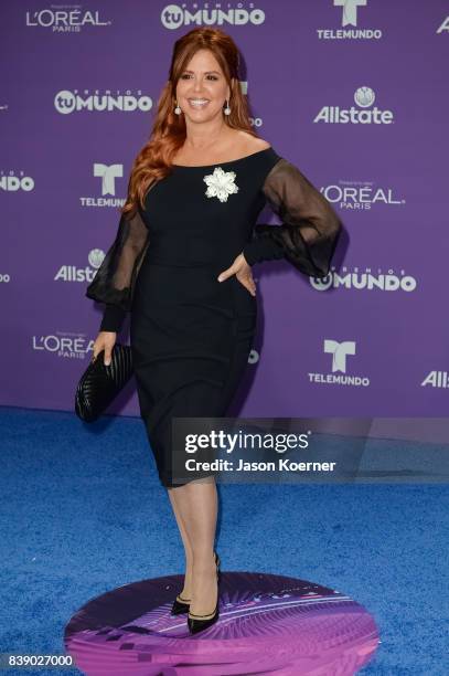 Maria Celeste arrives at Telemundo's 2017 'Premios Tu Mundo' at American Airlines Arena on August 24, 2017 in Miami, Florida.