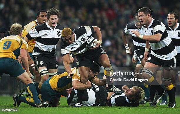 Jerry Collins of The Barbarians charges upfield during the 1908 - 2008 London Olympic Centenary match between The Barbarians and Australia at Wembley...