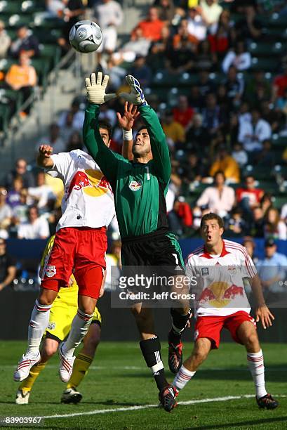 Goalkeeper Danny Cepero of the New York Red Bulls makes a save in the first half against the Columbus Crew during the 2008 MLS Cup match at The Home...