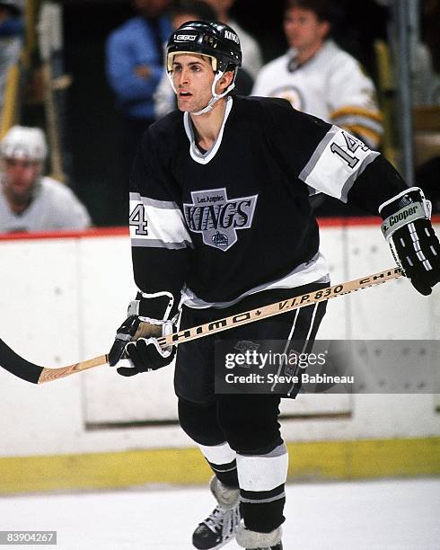 Tony Granato of the Los Angeles Kings skates against the Boston Bruins at Boston Garden.