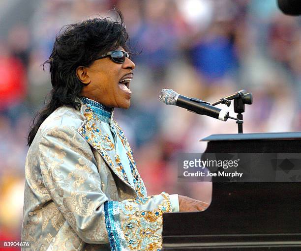 Little Richard performs during halftime of the Autozone Liberty Bowl. The Louisville Cardinals beat the Boise State Broncos 44-40 in Memphis,...