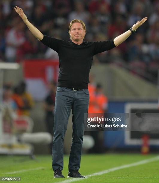 Markus Gisdol, coach of Hamburg, during the Bundesliga match between 1. FC Koeln and Hamburger SV at RheinEnergieStadion on August 25, 2017 in...