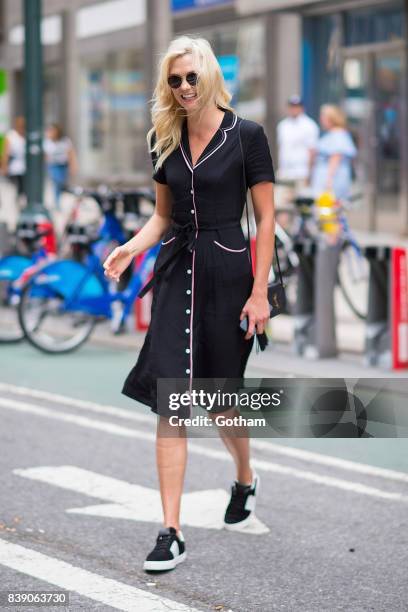 Model Karlie Kloss is seen arriving for fittings for the 2017 Victoria's Secret Fashion Show in Midtown on August 25, 2017 in New York City. Karlie...