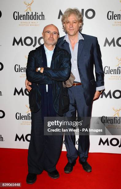 Phil Collins and Bob Geldof arrive at the Mojo Awards, at the Brewery in London.