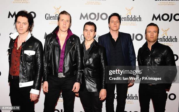 Jim Jones Revue arrive at the Mojo Awards, at the Brewery in London.