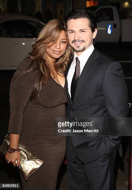 Elsie Rodriguez and actor Freddy Rodriguez arrive at the "Nothing Like The Holidays" premiere at the Grauman's Chinese Theater on December 3, 2008 in...