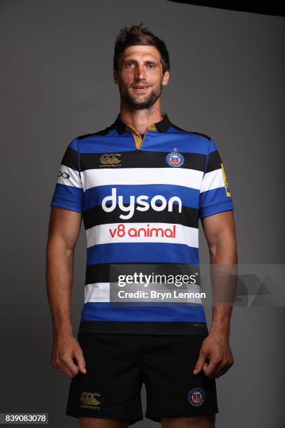 Luke Charteris of Bath poses during a photocall on August 22, 2017 in Bath, England.