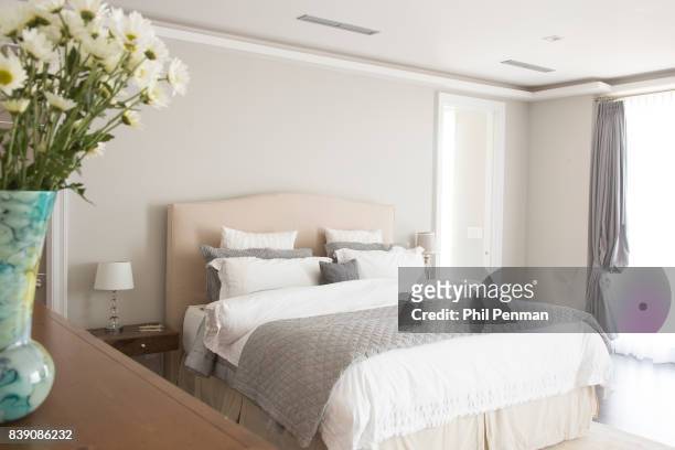 Newscaster Harris Faulkner's home is photographed for Closer Weekly Magazine on March 22, 2017 in northern New Jersey. Master bedroom. PUBLISHED...
