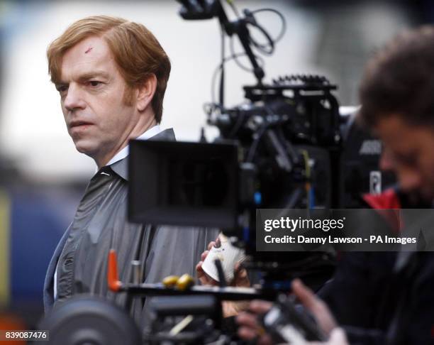 Hugo Weaving on the set of his new film Cloud Atlas, which is currently being filmed in Glasgow.