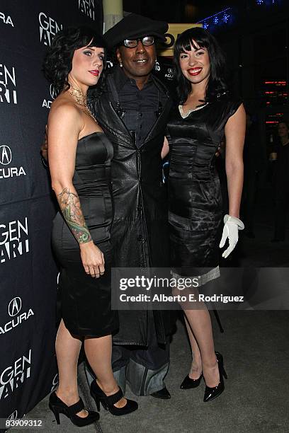 Marilyn Cole, musician Toledo and musician Mimi Cantu arrive at the premiere of Samuel Goldwyn Films' "Dark Streets" held at the Arclight Theaters on...