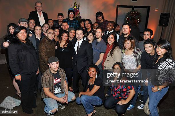 Actor Freddy Rodriguez and the Inner City Filmmakers students attend the premiere after party for Overture Films' "Nothing Like The Holidays" on...