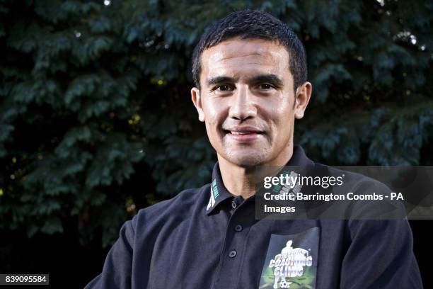 Everton's Tim Cahill during a photocall at his home in Alderley Edge, Cheshire.