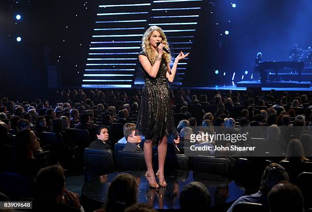 Musician Taylor Swift performs during The GRAMMY Nominations Concert Live!! held at the Nokia Theatre on December 3, 2008 in Los Angeles, California.