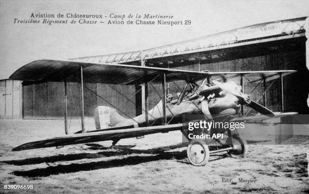 Avion Nieuport-Delage NiD.29 du 3è Régiment de Chasse, dans le camp de la Marlinerie à Châteauroux, dans l'Indre, en France.