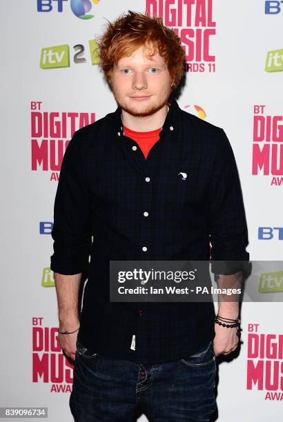 Ed Sheeran arriving at The BT Digital Music Awards 2011, The Camden Roundhouse, London.