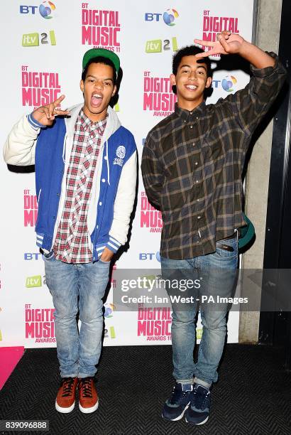 Jordan "Rizzle" Stevens and Harley "Sylvester" Alexander-Sule AKA Rizzle Kicks arriving at The BT Digital Music Awards 2011, The Camden Roundhouse,...